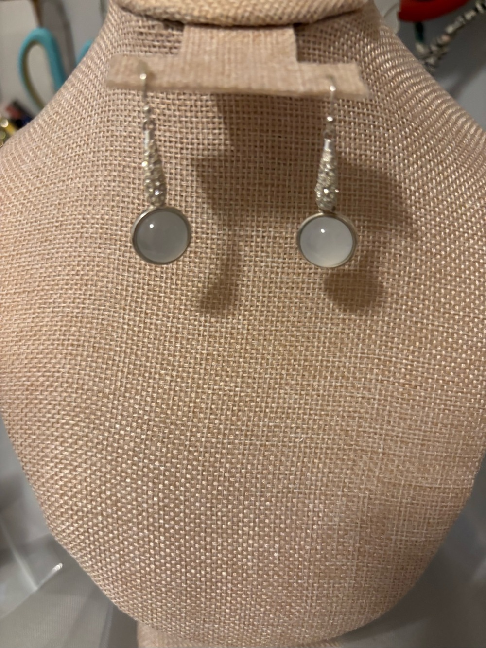 Silver White Stone Drop Earrings - Elegant Everyday